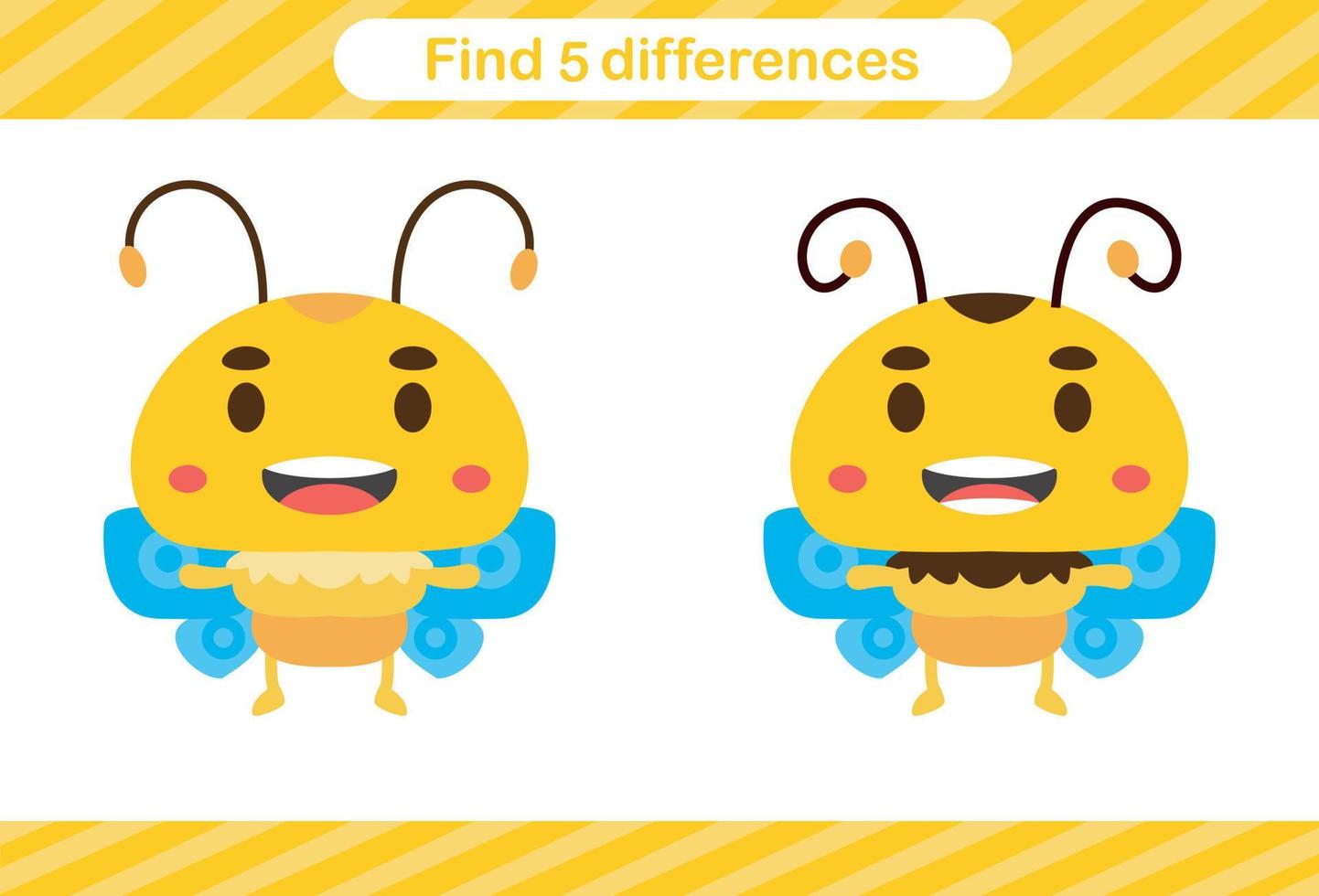Find five differences of animal Education game for kids vector