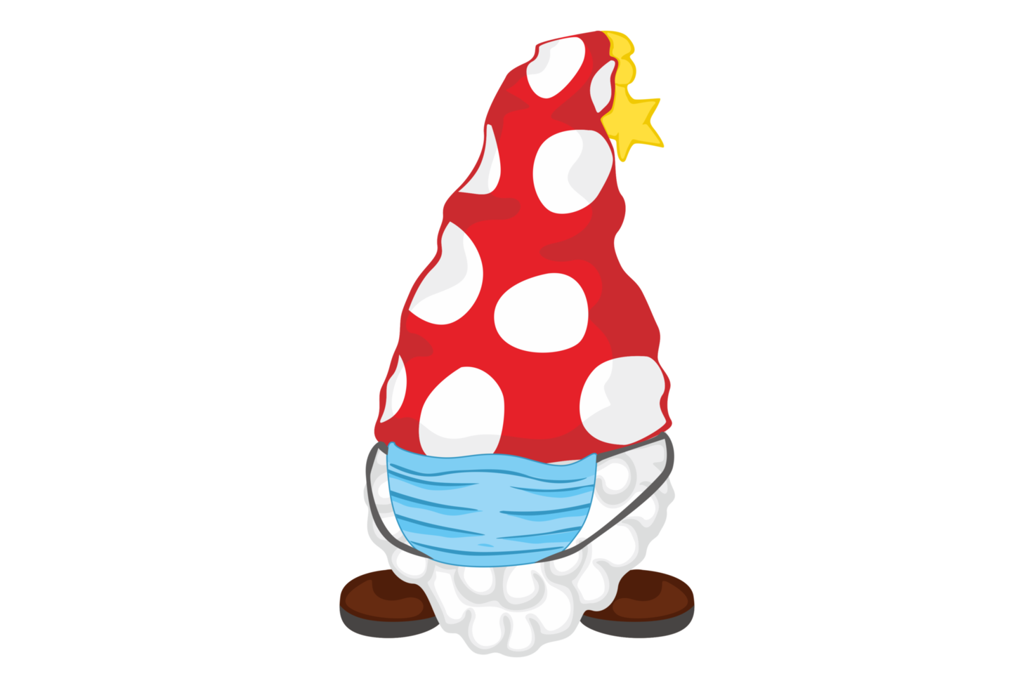 Red Gnomes With White Dot Pattern Wearing Medical Mask png