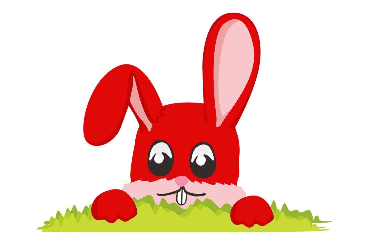 Easter Bunny - Cute Rabbit Hiding Behind the Grass png