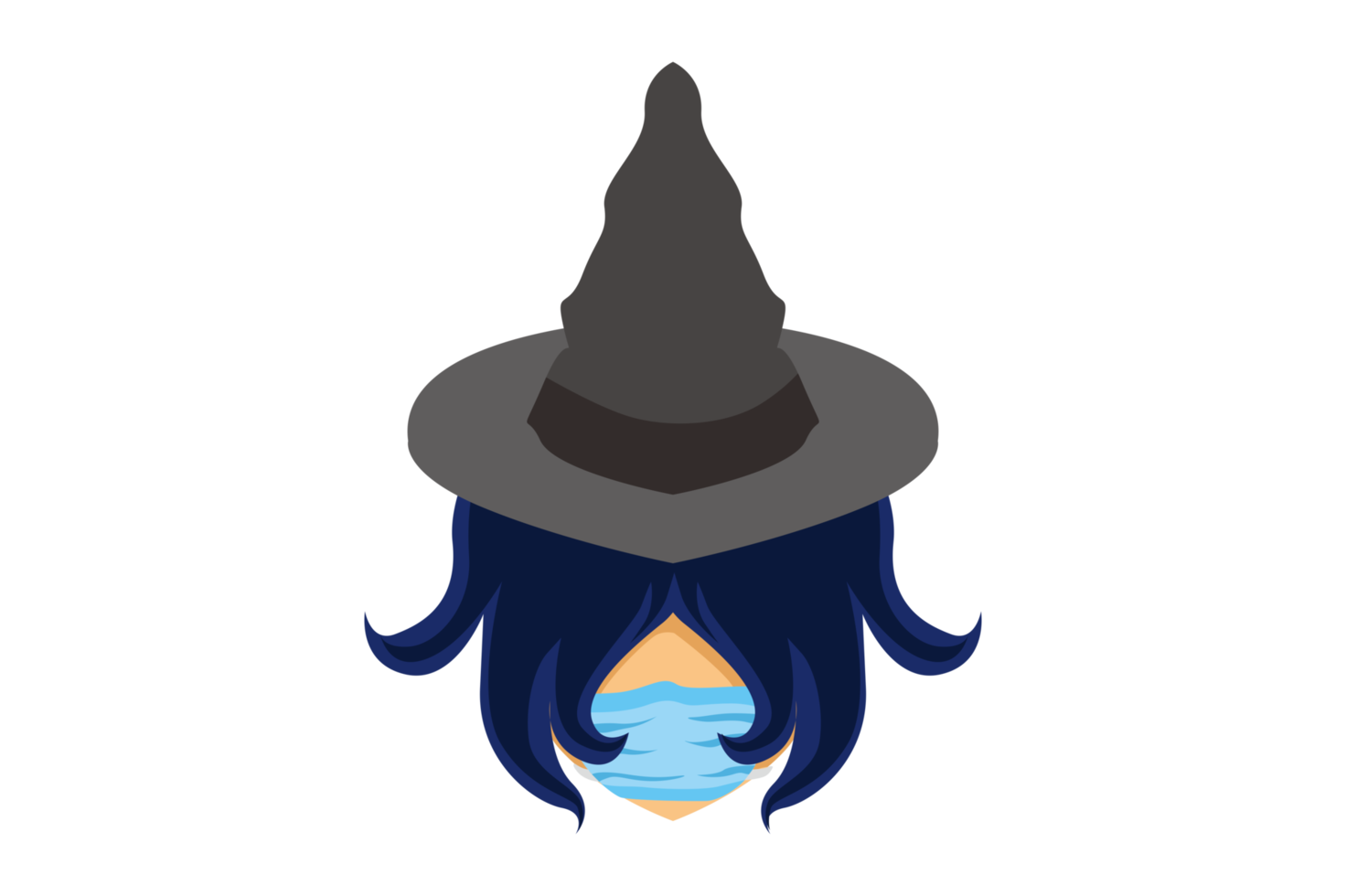 Halloween Witch Head Wearing Medical Mask png