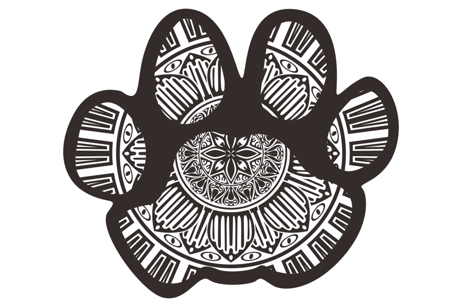 perro y gato pata mandala ornamento diseño png