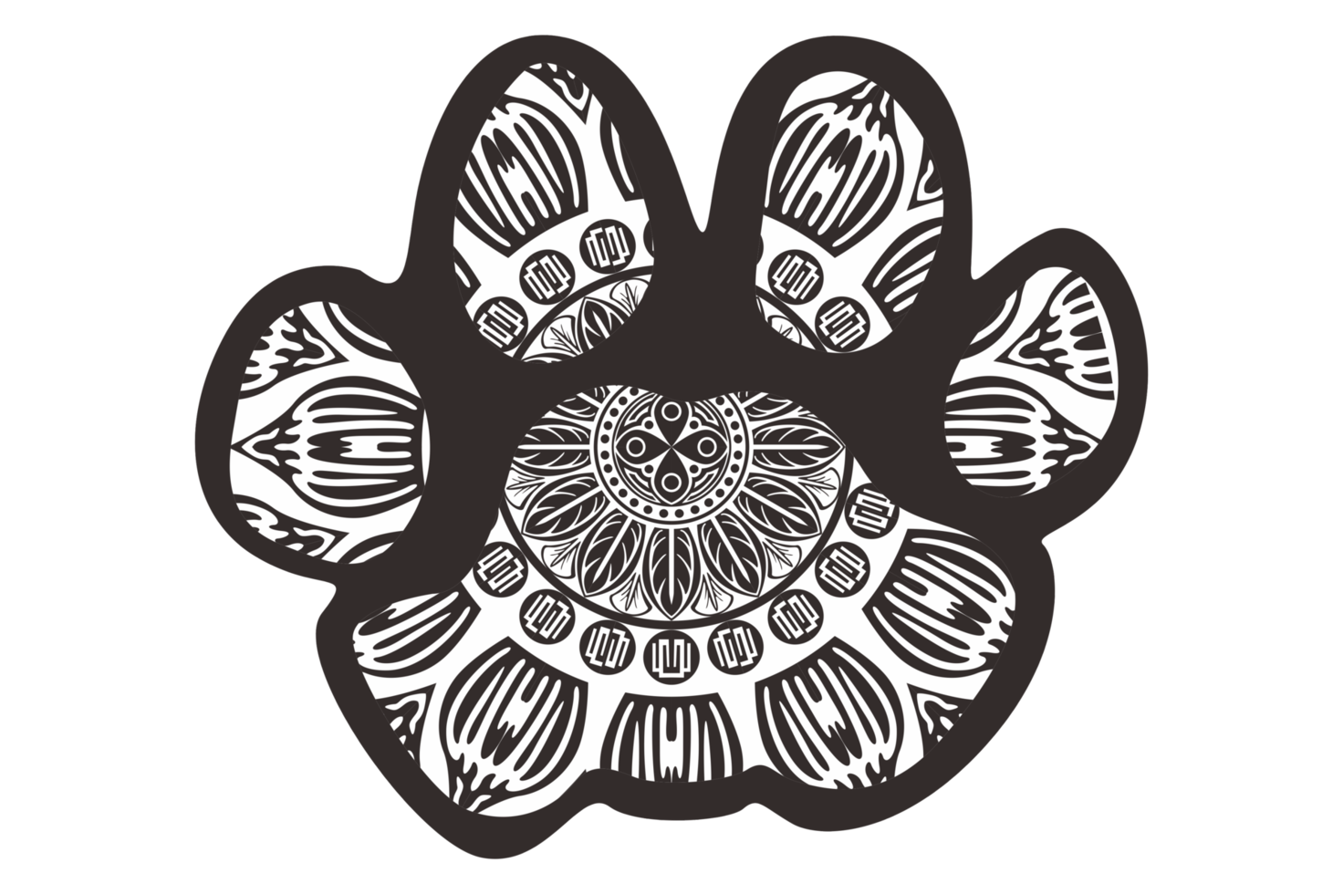 Hund und Katze Pfote Mandala Ornament Design png