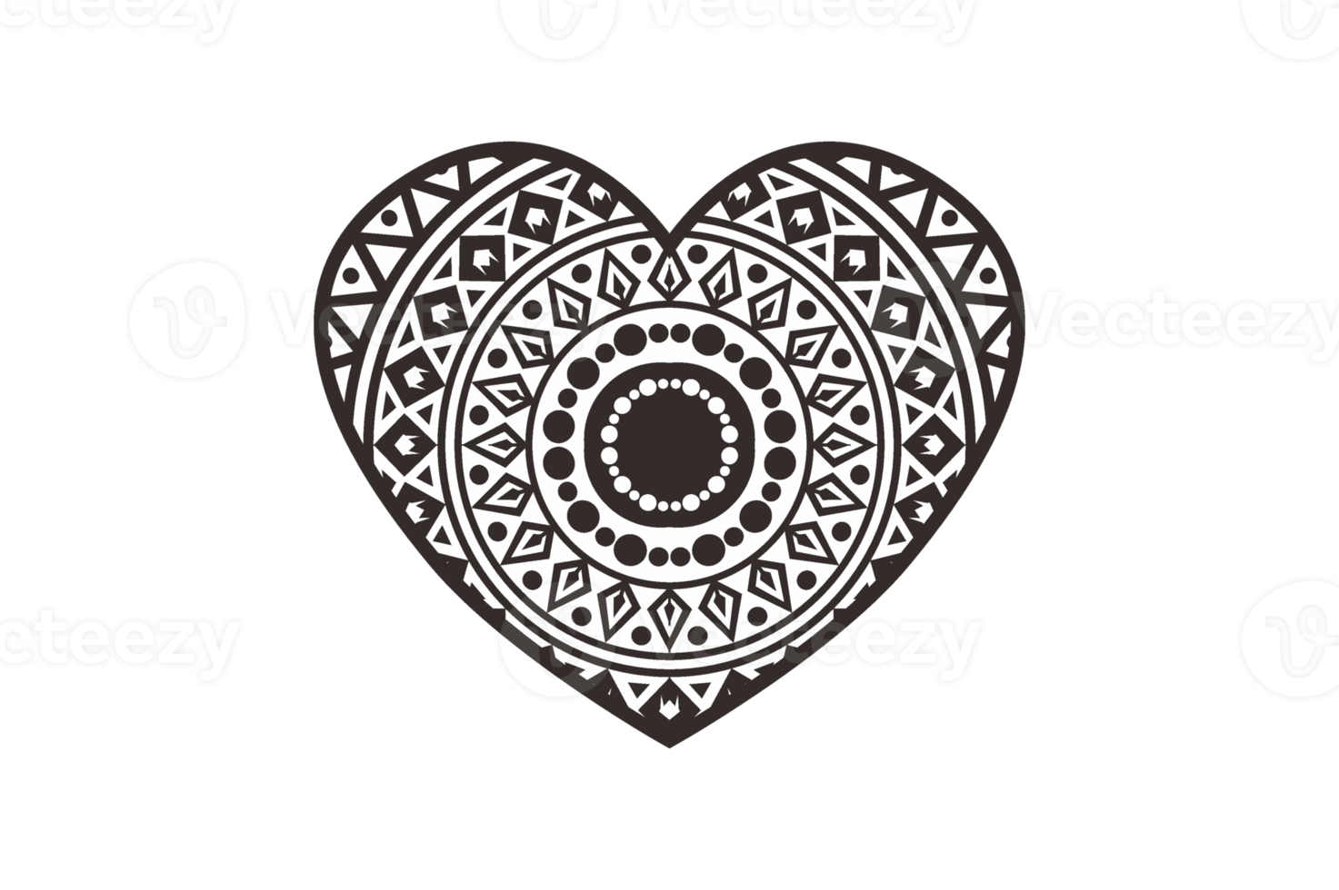 Valentine- Black Love Mandala Ornament Art Design png