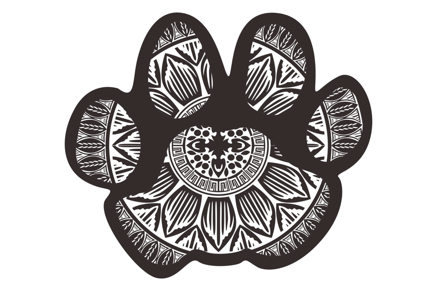 perro y gato pata mandala ornamento diseño png