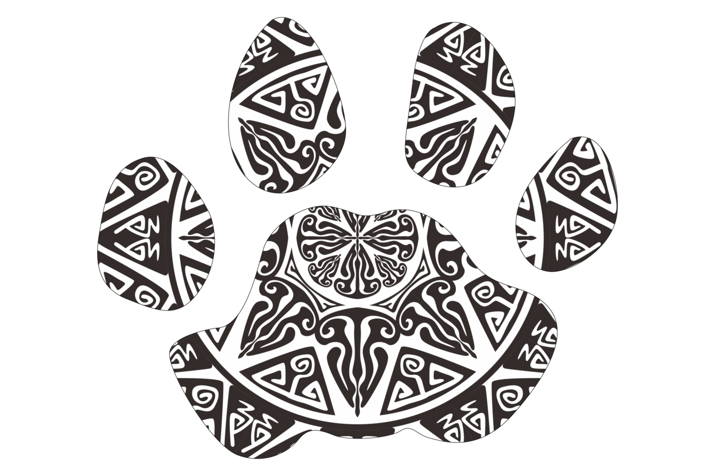 Dog and Cat Paw Mandala Ornament Design png