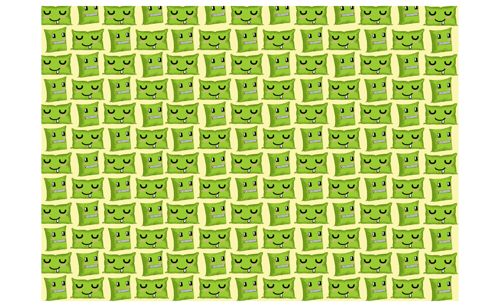 Cute Green Pillow Cartoon Character Pattern Background png