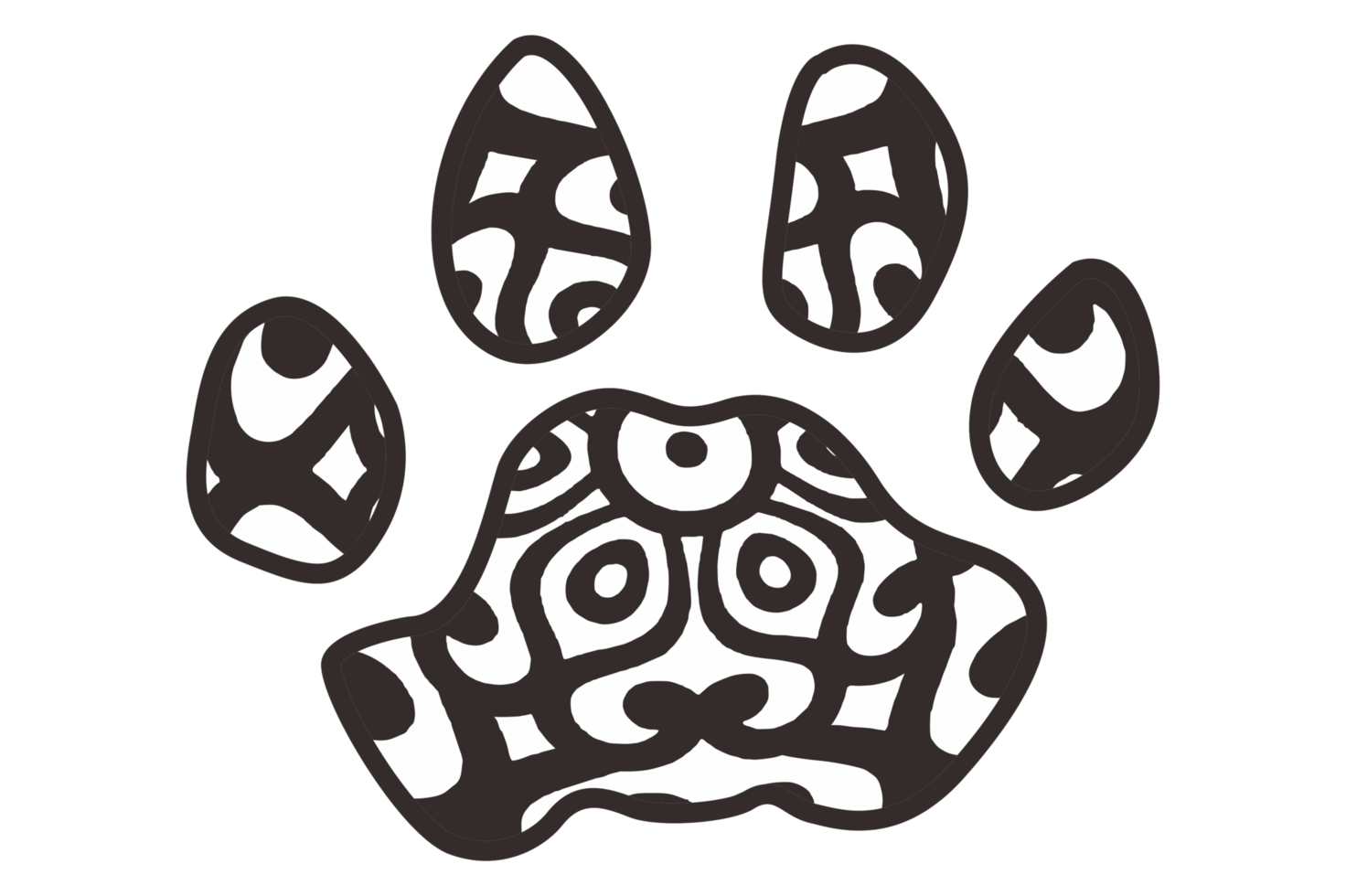 Black Mandala Shaped Dog And Cat Paws png