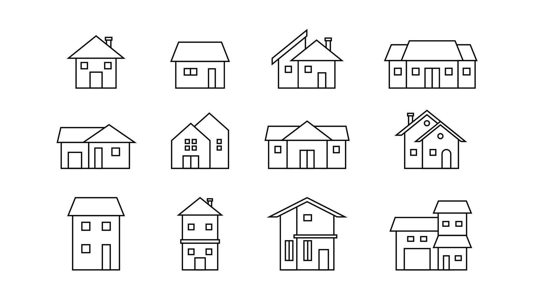 Modern Thin Line House Icon of Building and Home Design vector