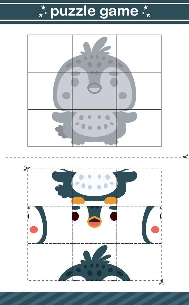 puzzle of cute animal jigsaw game for kids education worksheet game vector