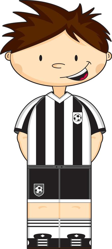 Cute Cartoon Football Soccer Player - Black and White Jersey vector