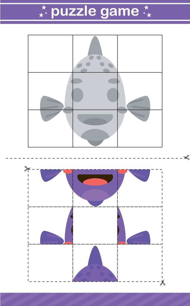 puzzle of cute animal jigsaw game for kids education worksheet game vector