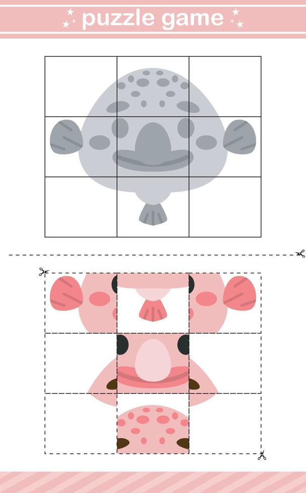 puzzle of cute animal jigsaw game for kids education worksheet game vector