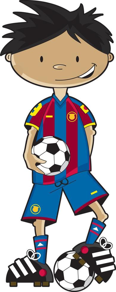 Cute Cartoon Barcelona Style Football Soccer Player - Sports Illustration vector