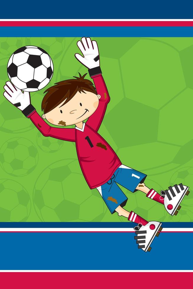 Cute Cartoon Football Soccer Goalkeeper - Sports Illustration vector