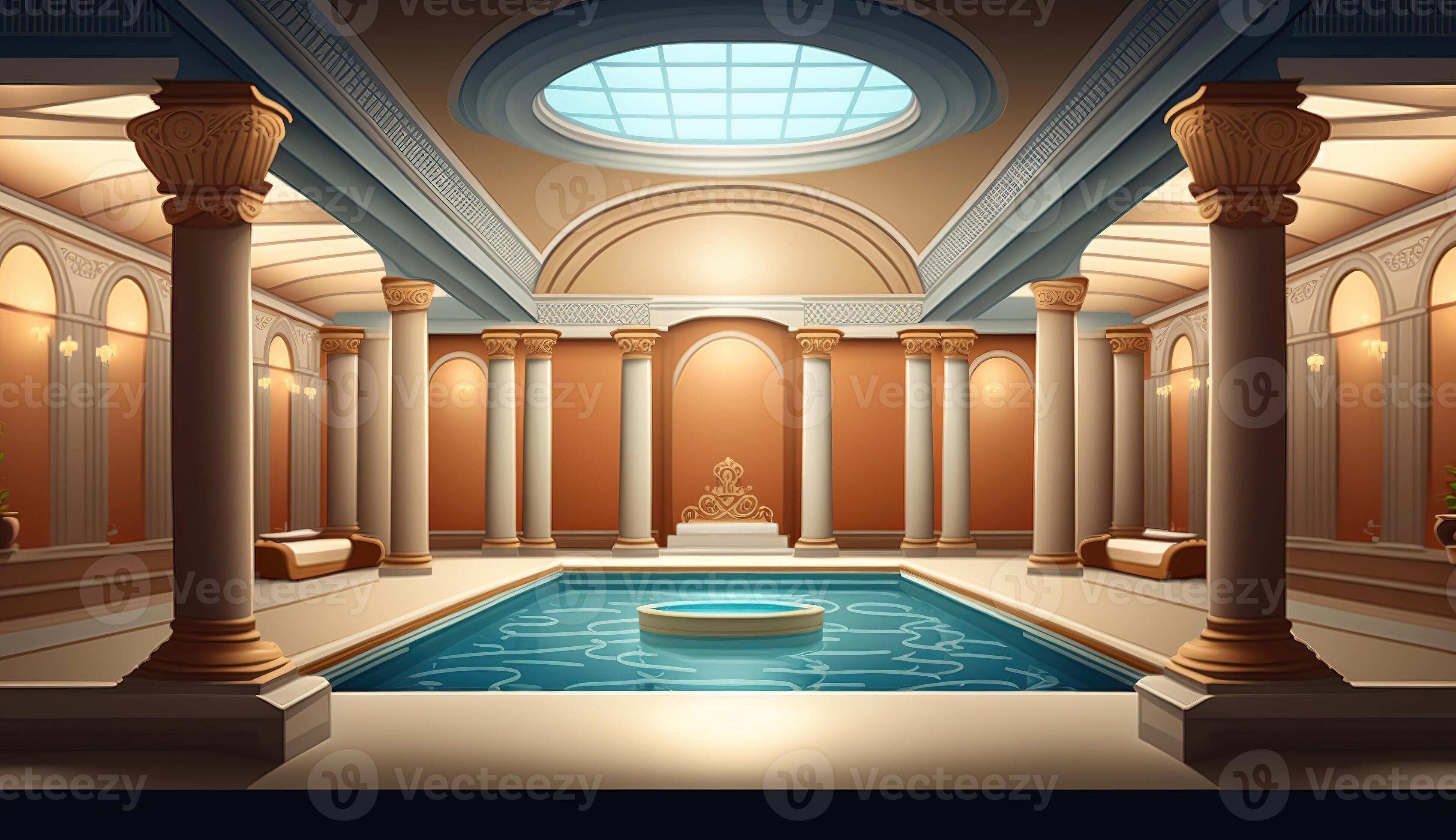 Elegant luxury royal wellness bathtub spa interior, poster for spa