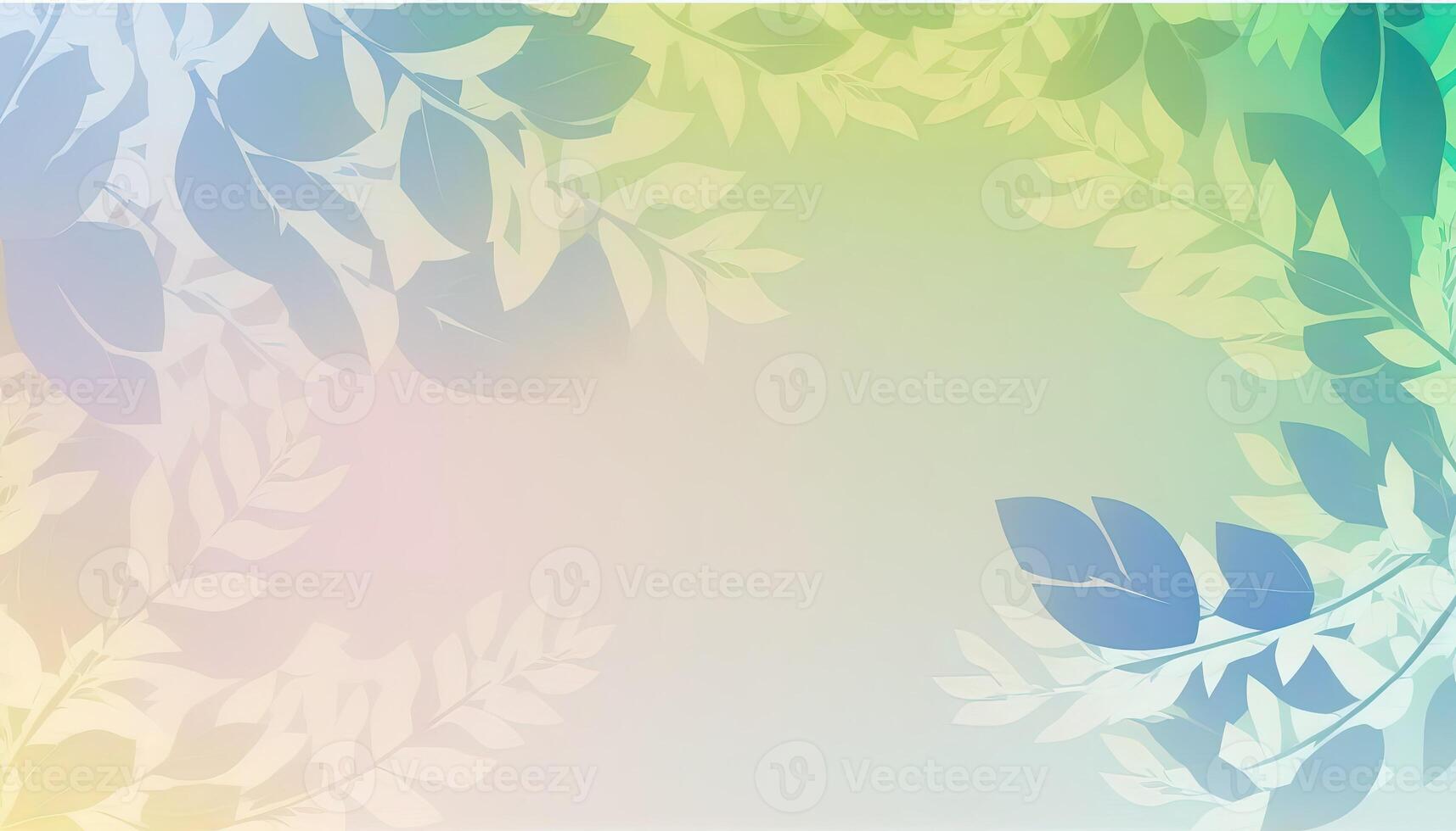 Pastel colored Foliage decorative frame in flat style Various abstract tropical leaves on a dark background. . photo