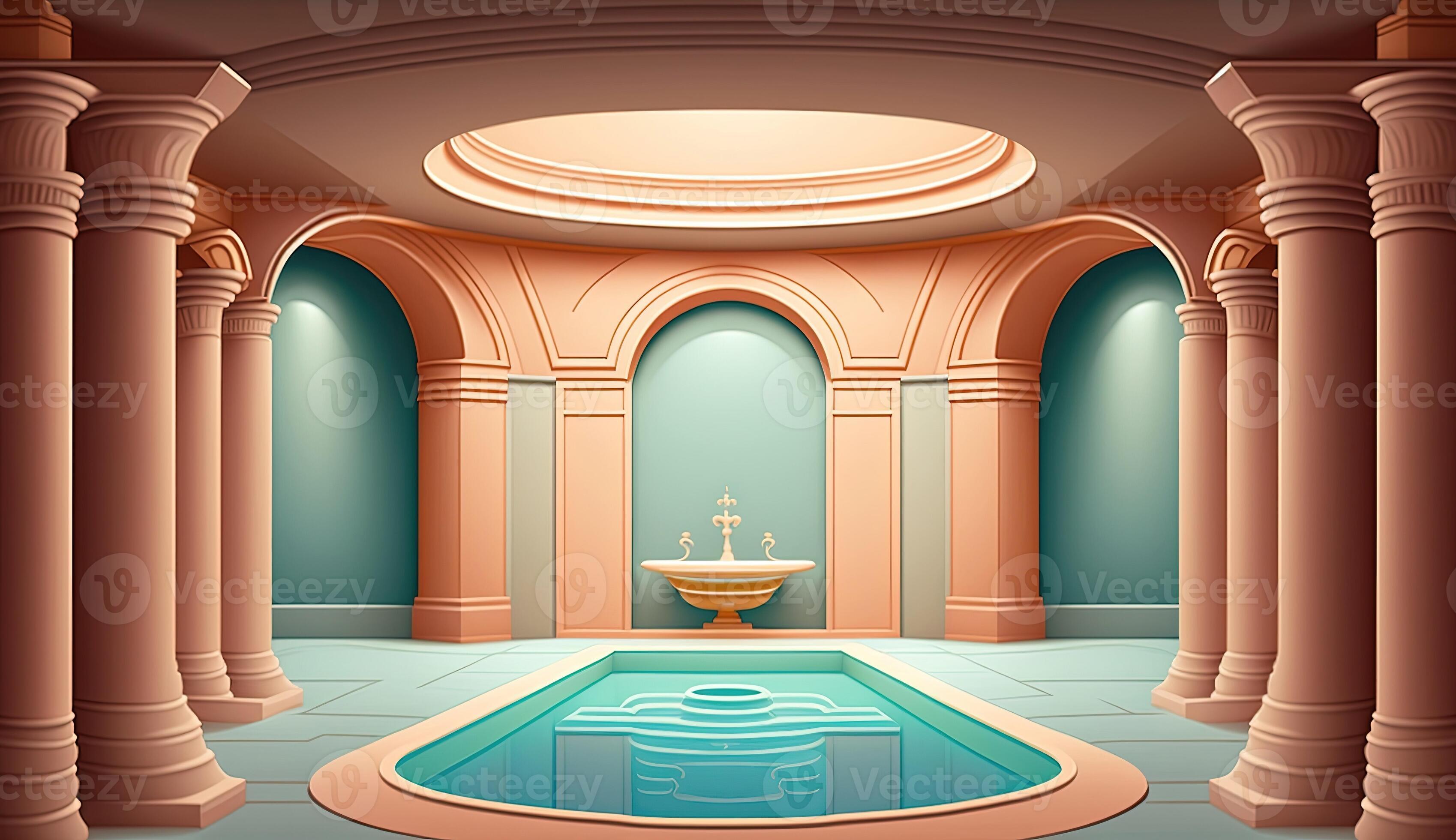 Elegant luxury royal wellness bathtub spa interior, poster for spa