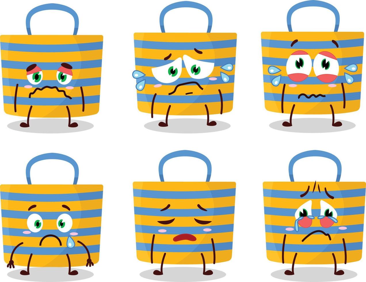 Beach bag cartoon character with sad expression vector