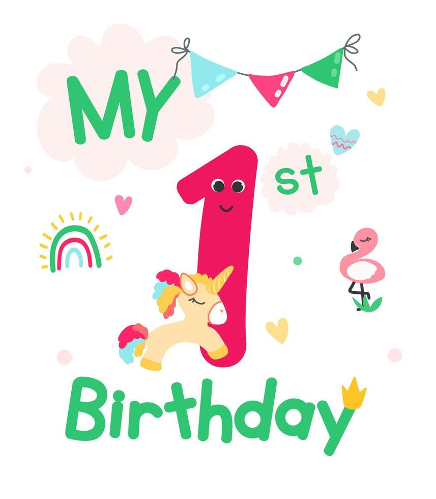 Baby's first birthday. children's illustration. Illustration for