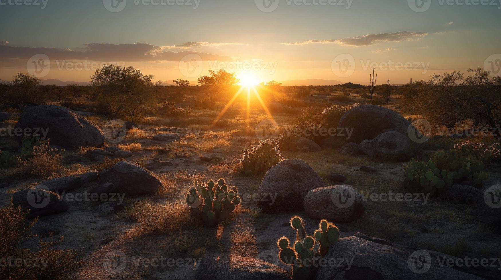 puesta de sol en Joshua árbol nacional parque, California, unido estados foto