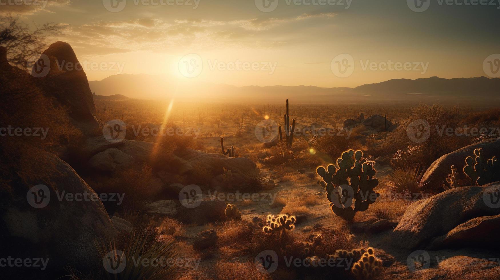 puesta de sol en Joshua árbol nacional parque, California, unido estados foto