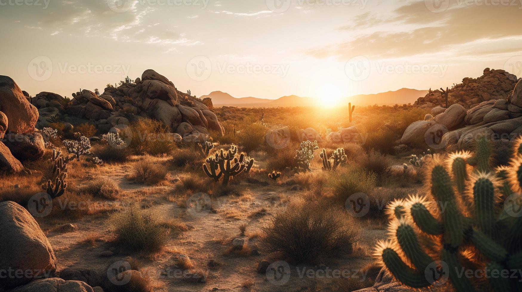 puesta de sol en Joshua árbol nacional parque, California, unido estados foto