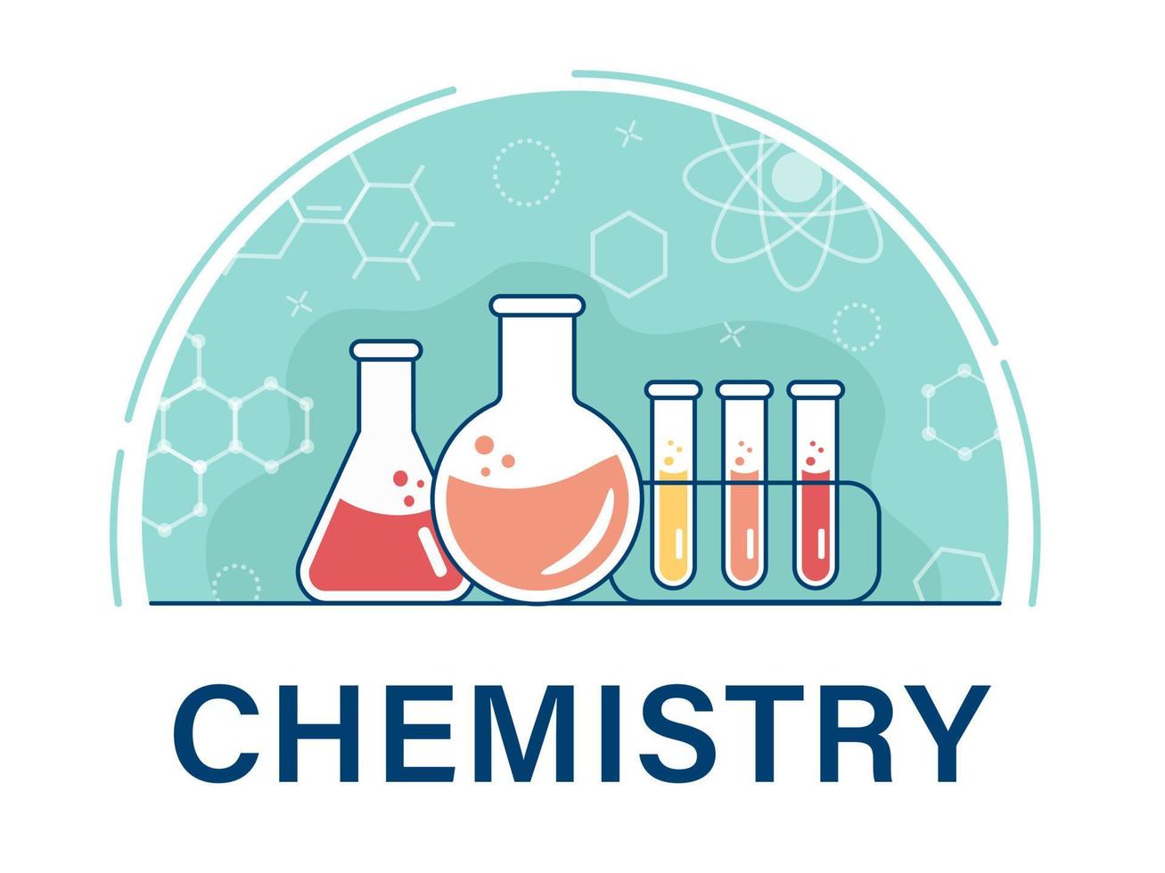 Chemical experience in the laboratory. Scientific experiment, research. Flat vector illustration