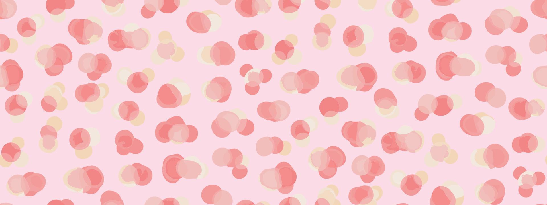 Polka dot roses color Fun and playful design Vector Watercolor Rounds Pattern and Ink Doodle, set a Grunge Circles Background, Kids Geometric Spots and Pastel Seamless Watercolor Rounds Pattern
