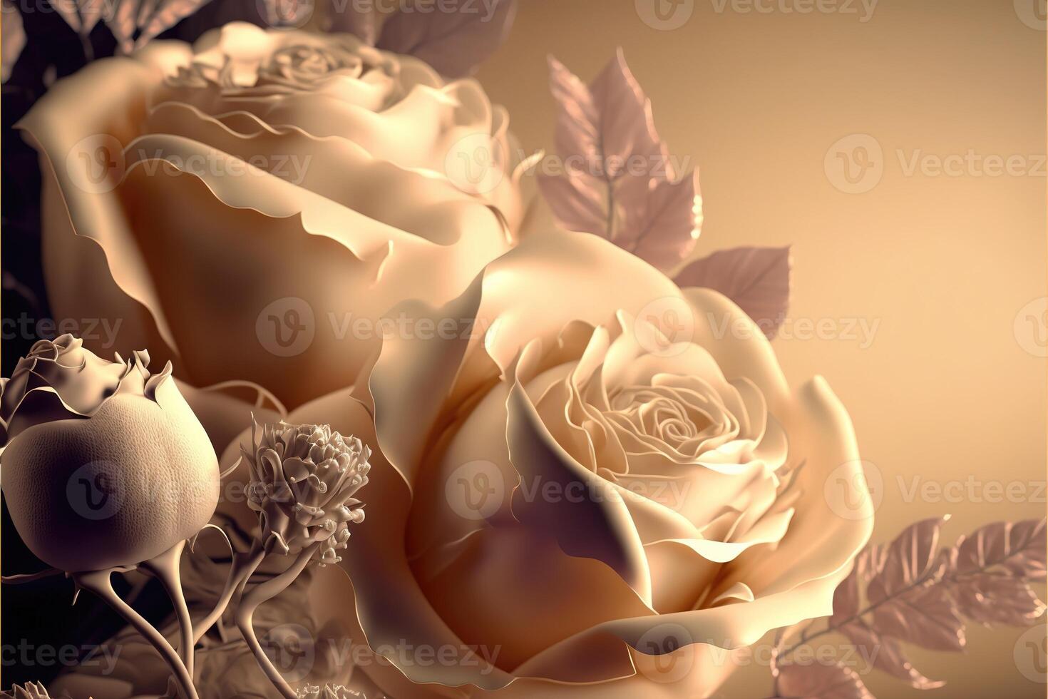 Gentle biege pastel retro background with rose flowers wedding background. photo