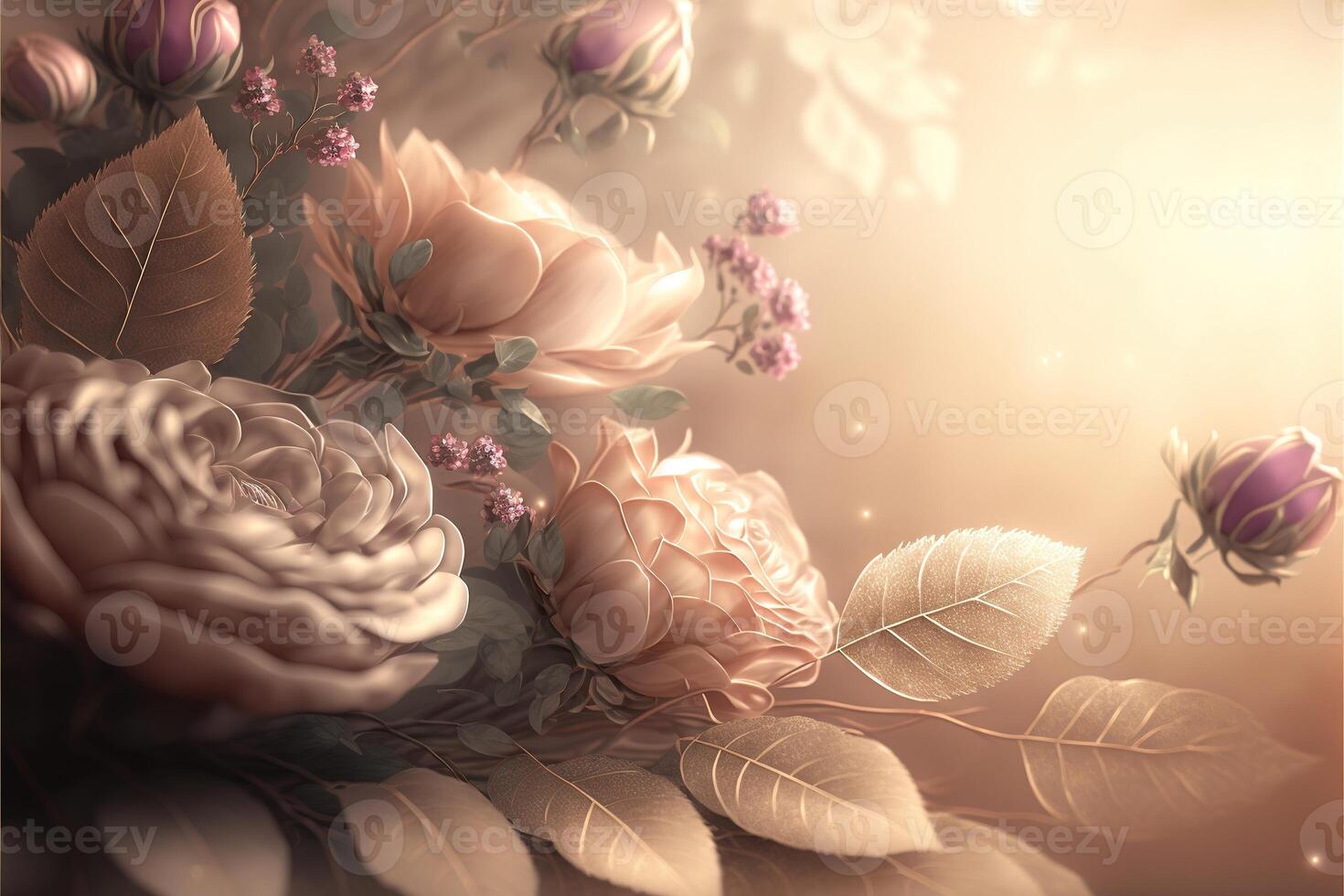 Gentle biege pastel retro background with rose flowers wedding background. photo