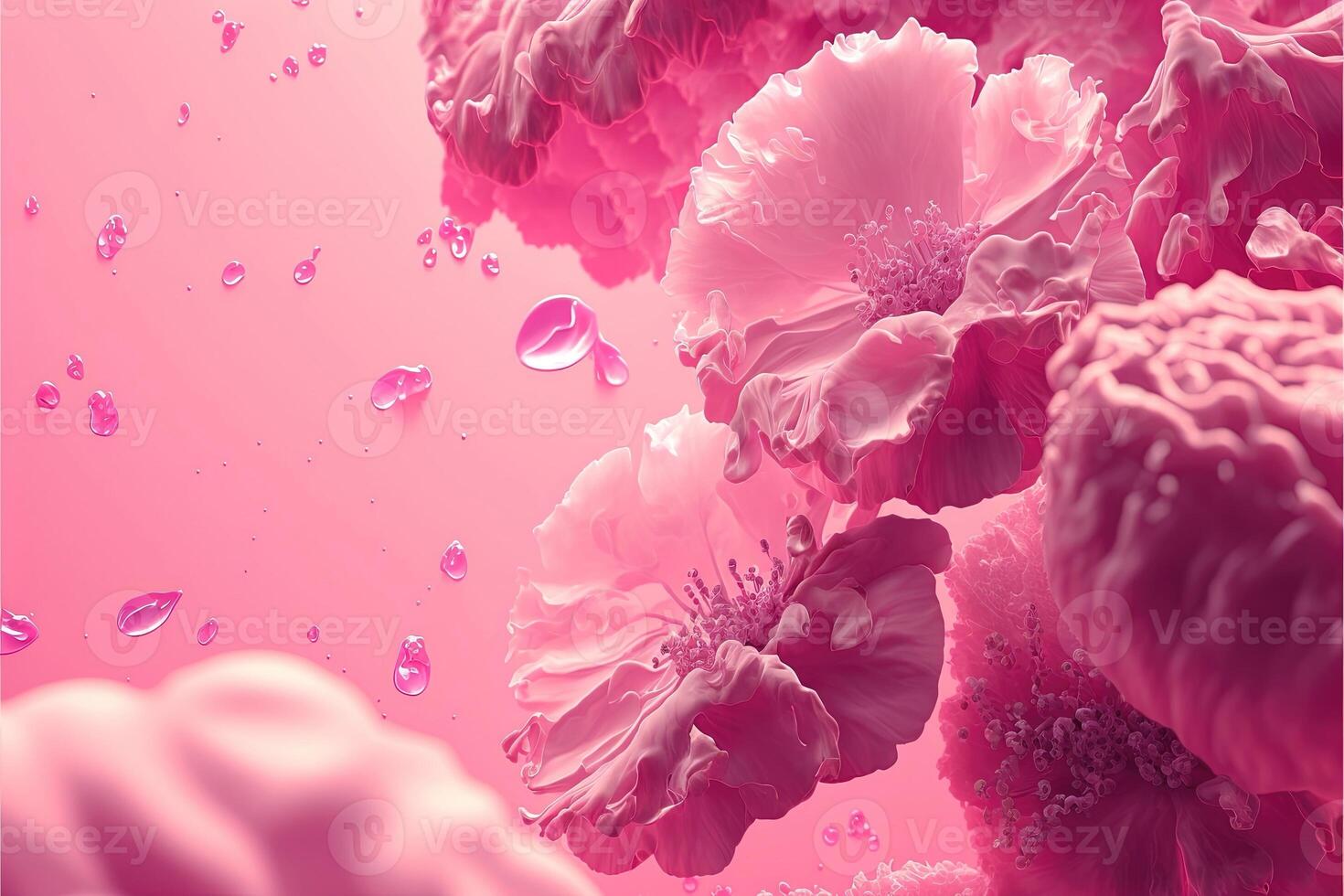 Abstract pink floral background with beautiful flowers. Abstract wedding backdrop. photo