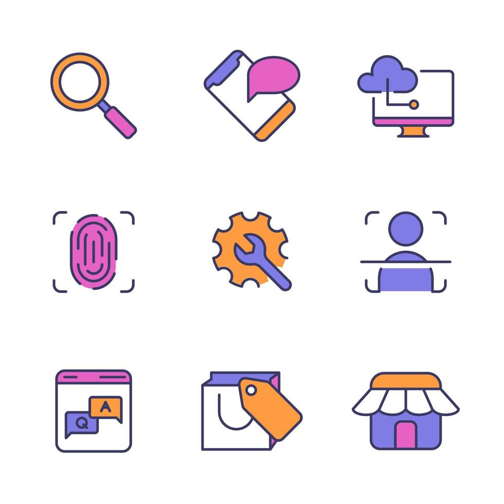 Flat Online Mobile App Icon Collection vector