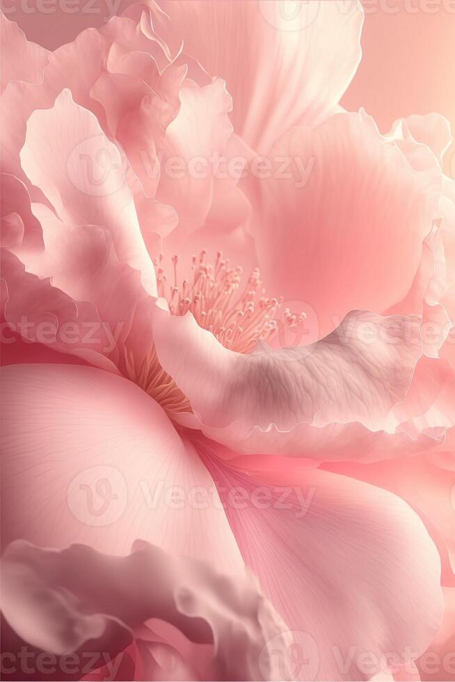 Delicate romantic pastel pink background with beautiful flowers. Abstract wedding backdrop. photo