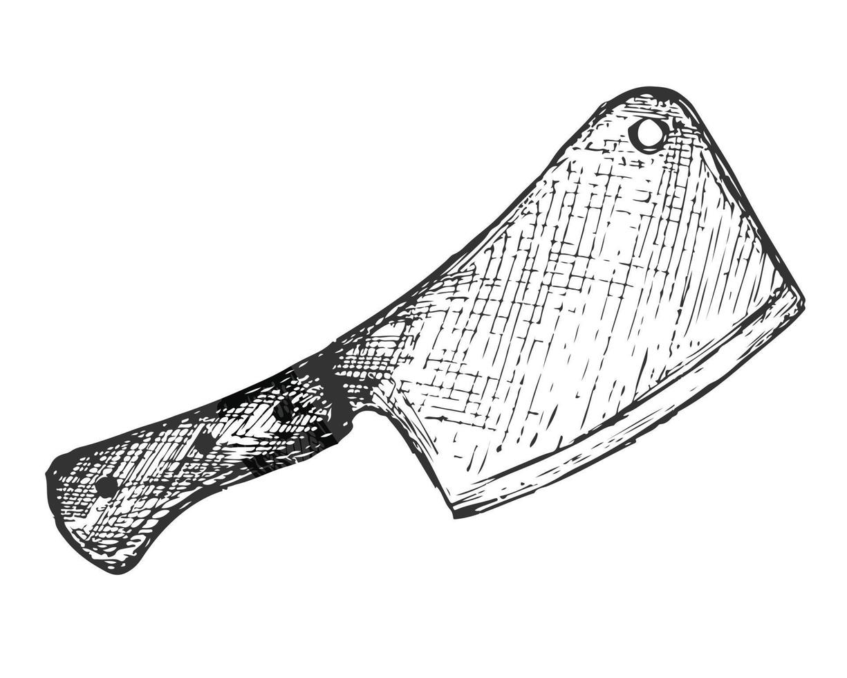 clever and butcher knife black illustration vector