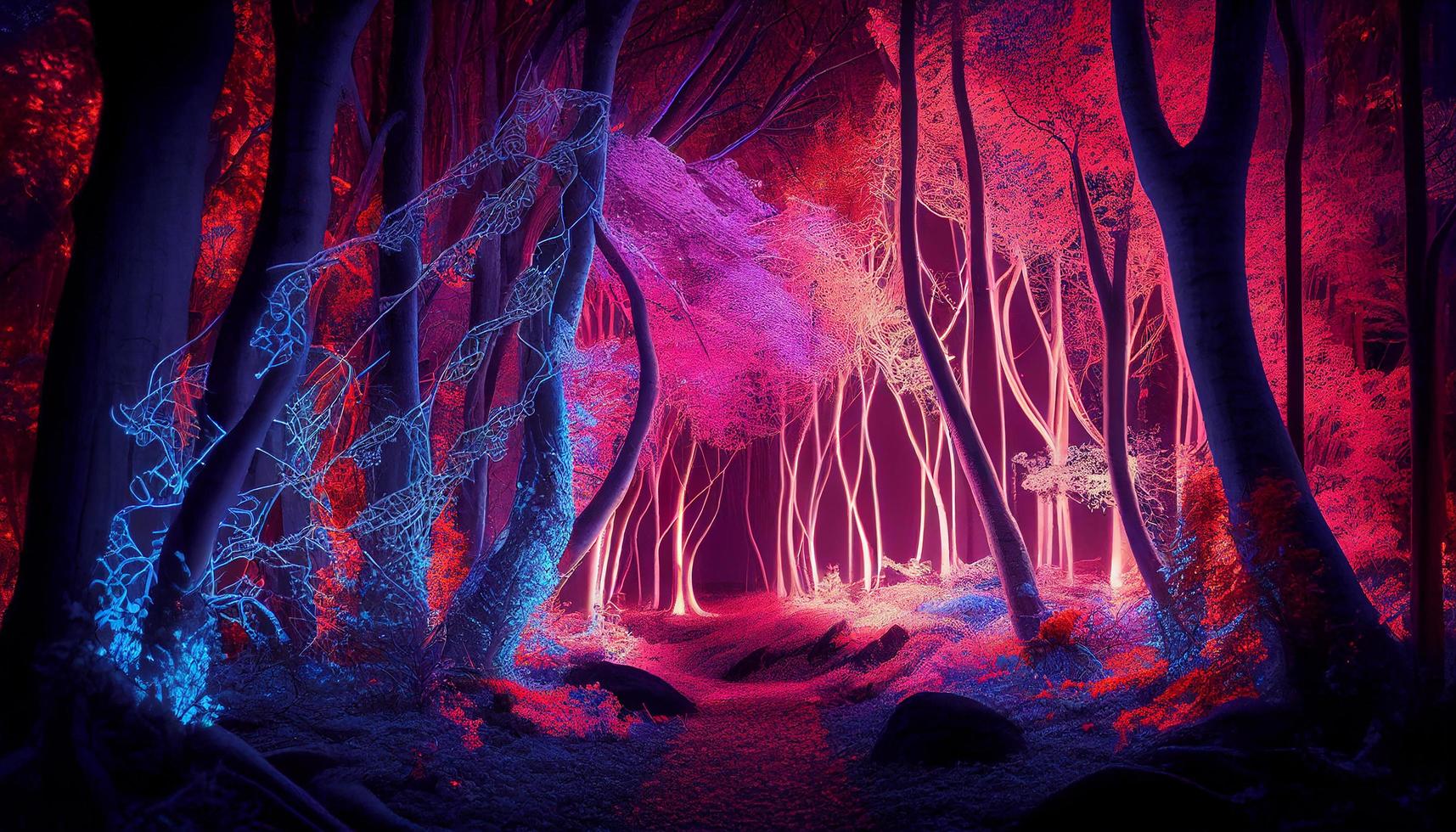 Fantasy of neon forest glowing colorful abstract background 22036278