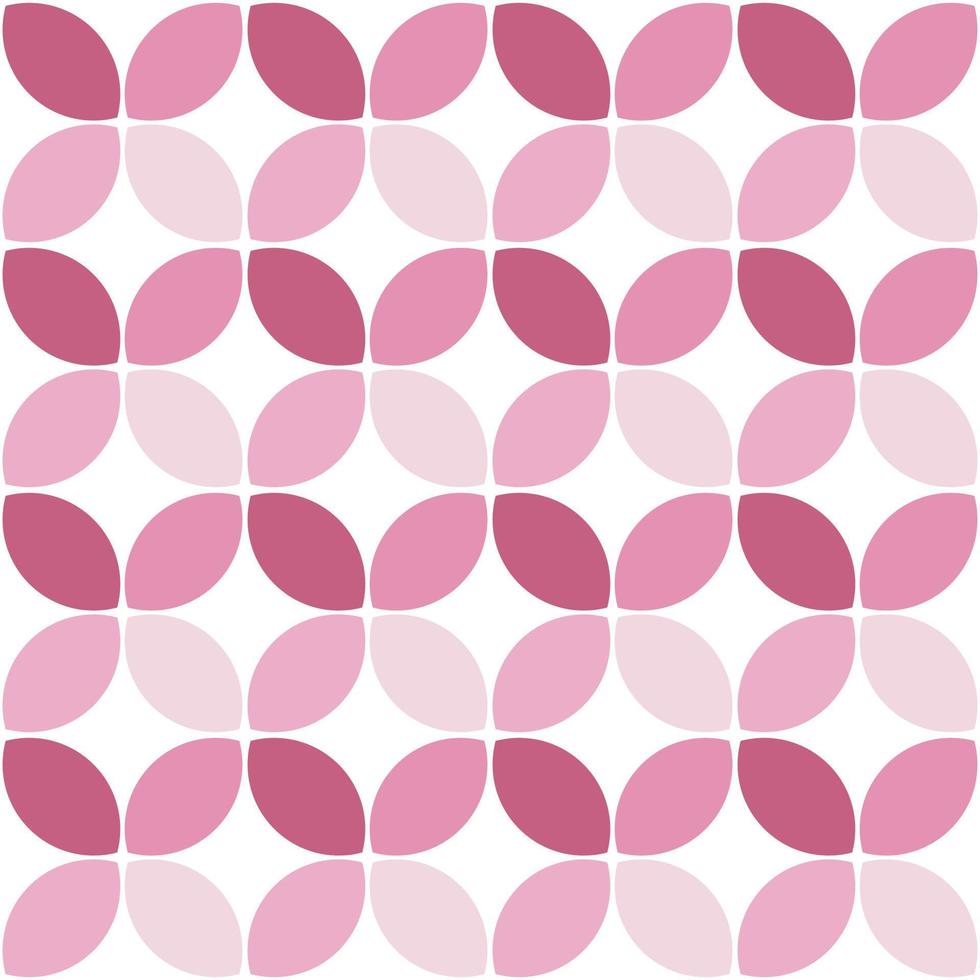 Modern minimalistic  geometric seamless pattern, rounded shapes, leaves in pink color scheme on a white background vector