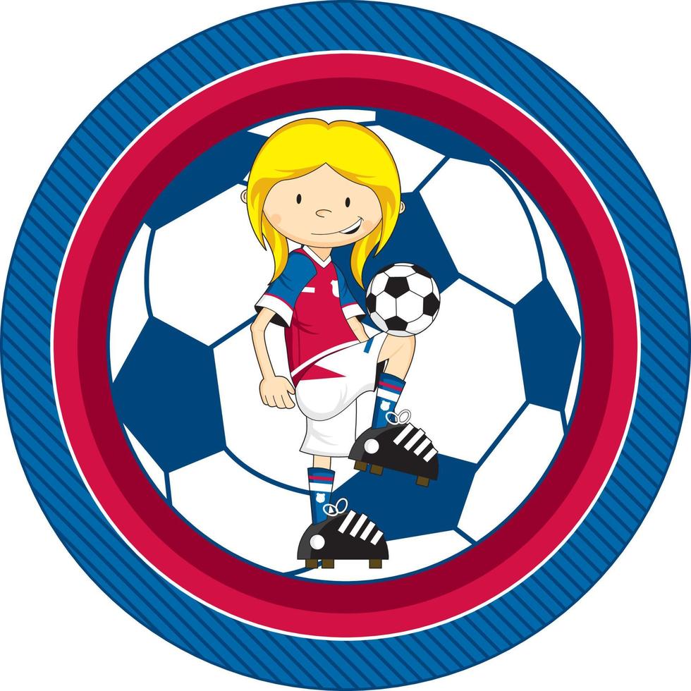 Cute Cartoon Girl Football Soccer Player - Sports Illustration vector