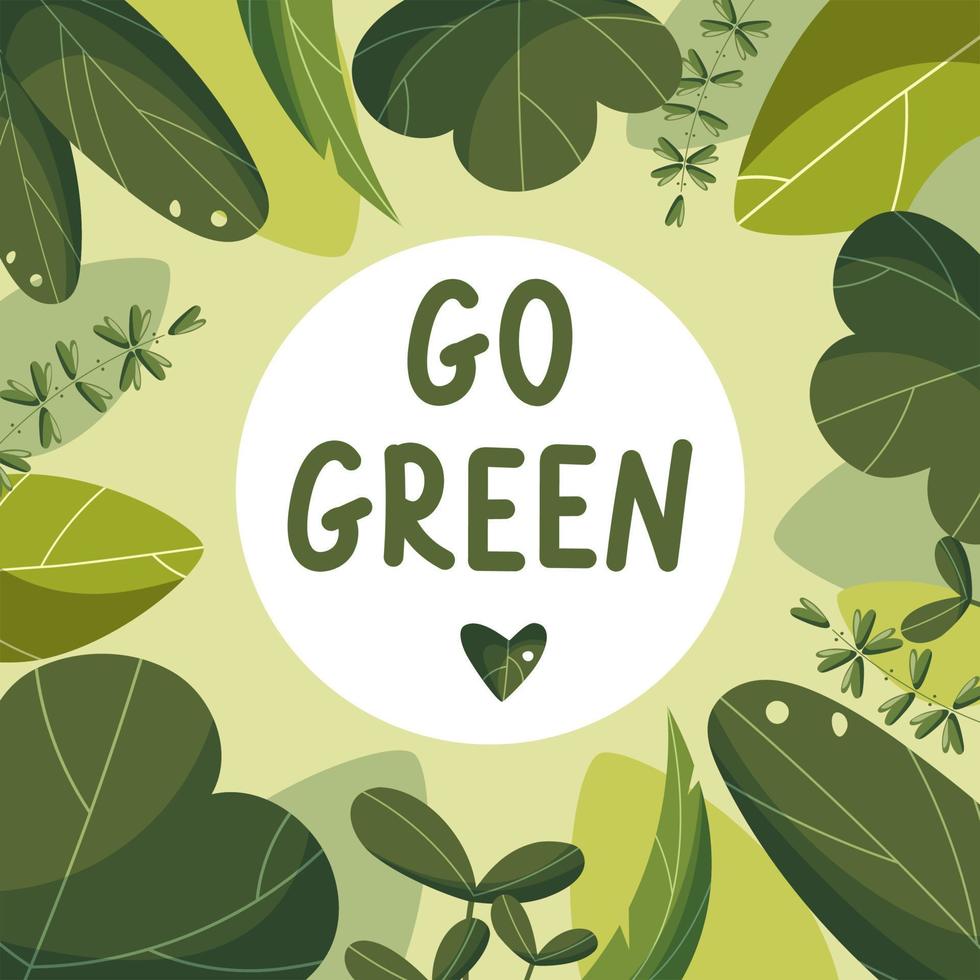 Ecology theme Happy Earth Day flyer template with go green lettering