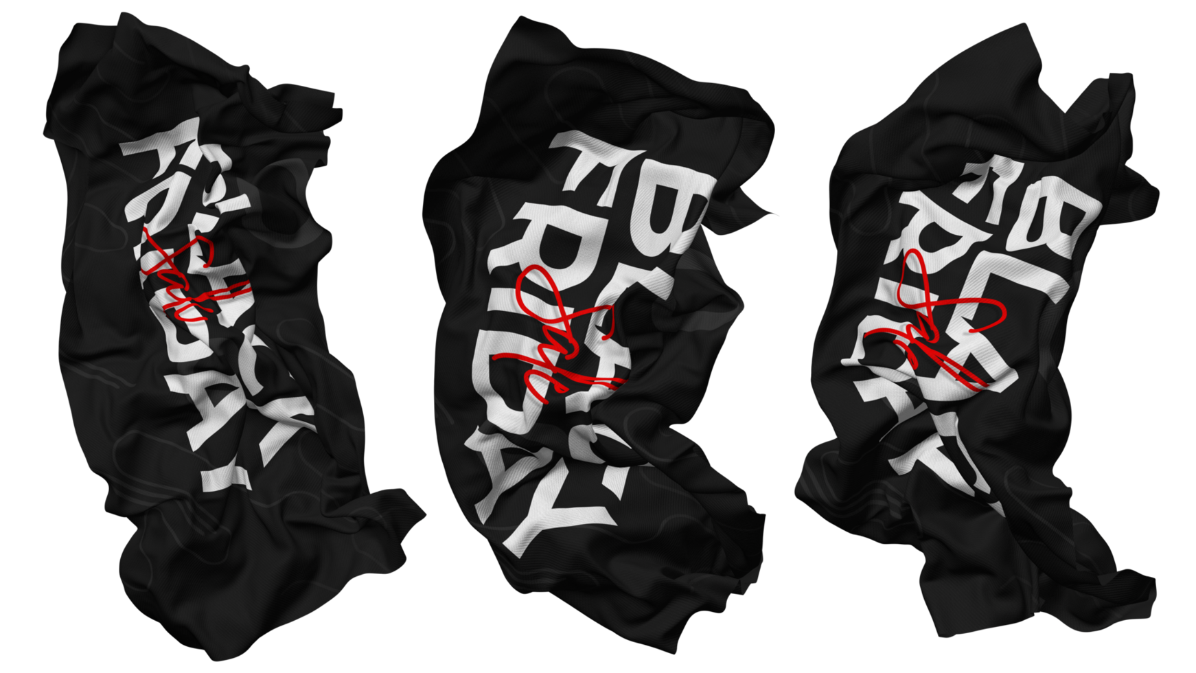 negro viernes bandera olas aislado en diferente estilos con bache textura, 3d representación png