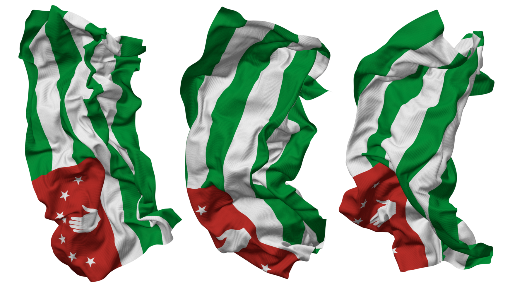 Abkhazia Flag Waves Isolated in Different Styles with Bump Texture, 3D Rendering png