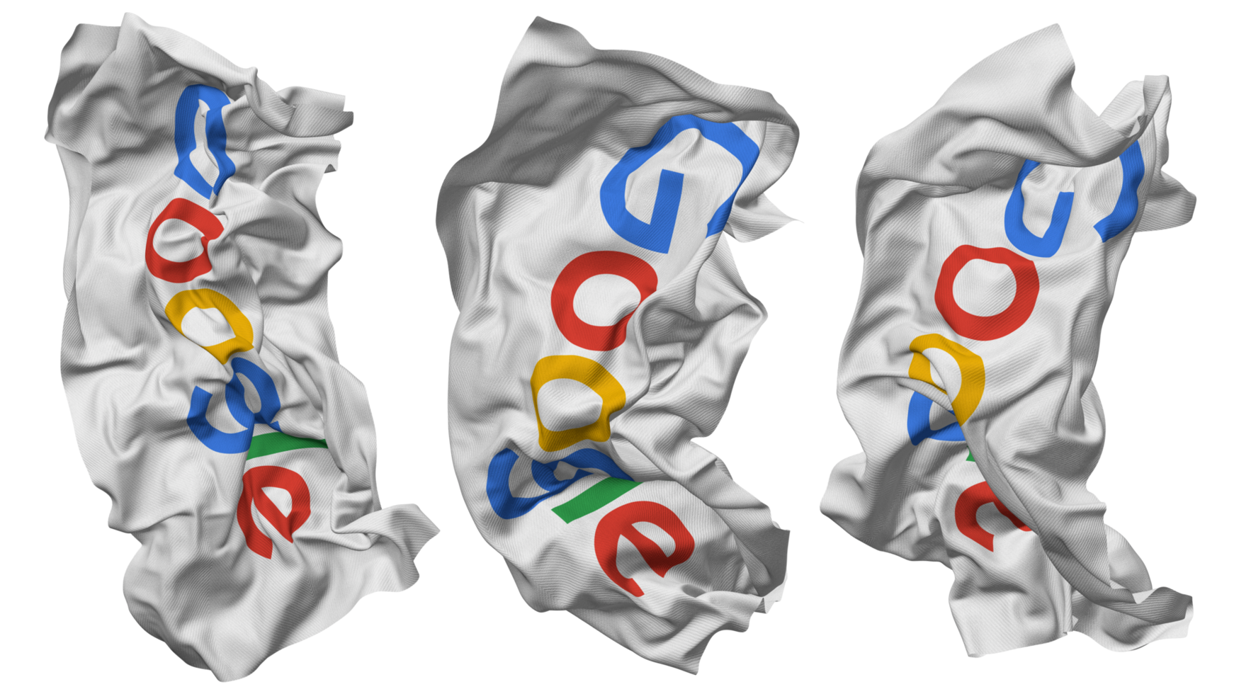 Google Flag Waves Isolated in Different Styles with Bump Texture, 3D Rendering png