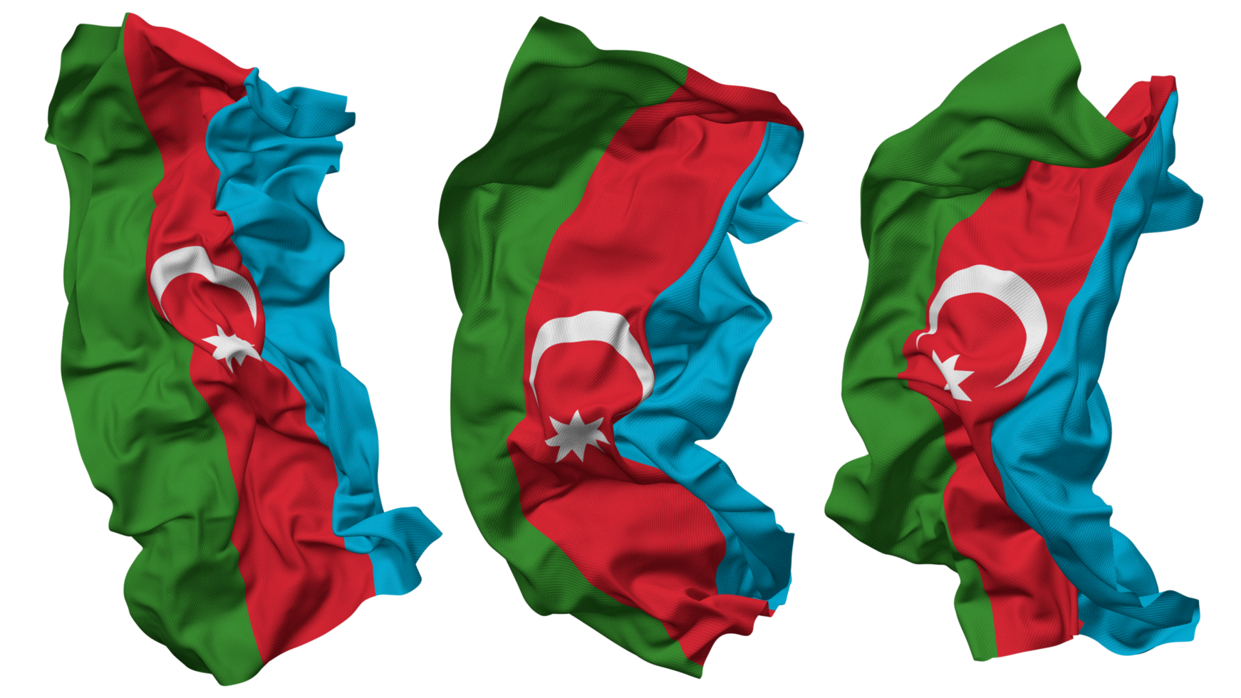 Azerbaijan Flag Waves Isolated in Different Styles with Bump Texture, 3D Rendering png