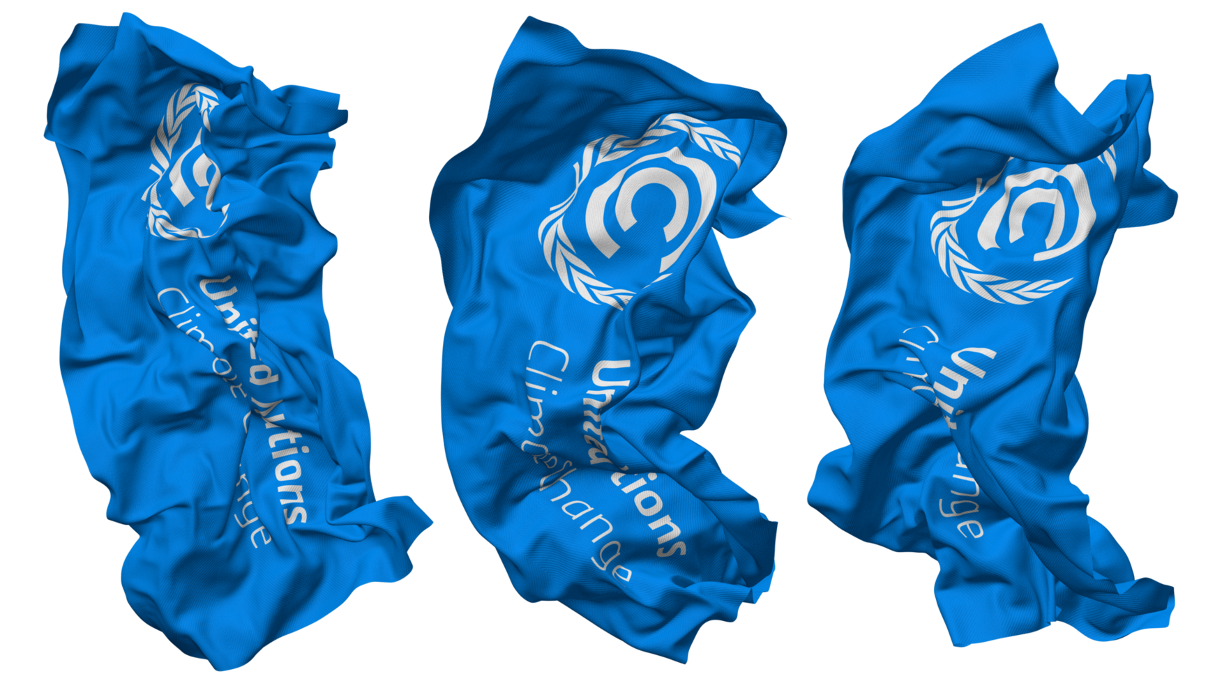 unido naciones marco de referencia convención en clima cambiar, UNFCCC bandera olas aislado en diferente estilos con bache textura, 3d representación png