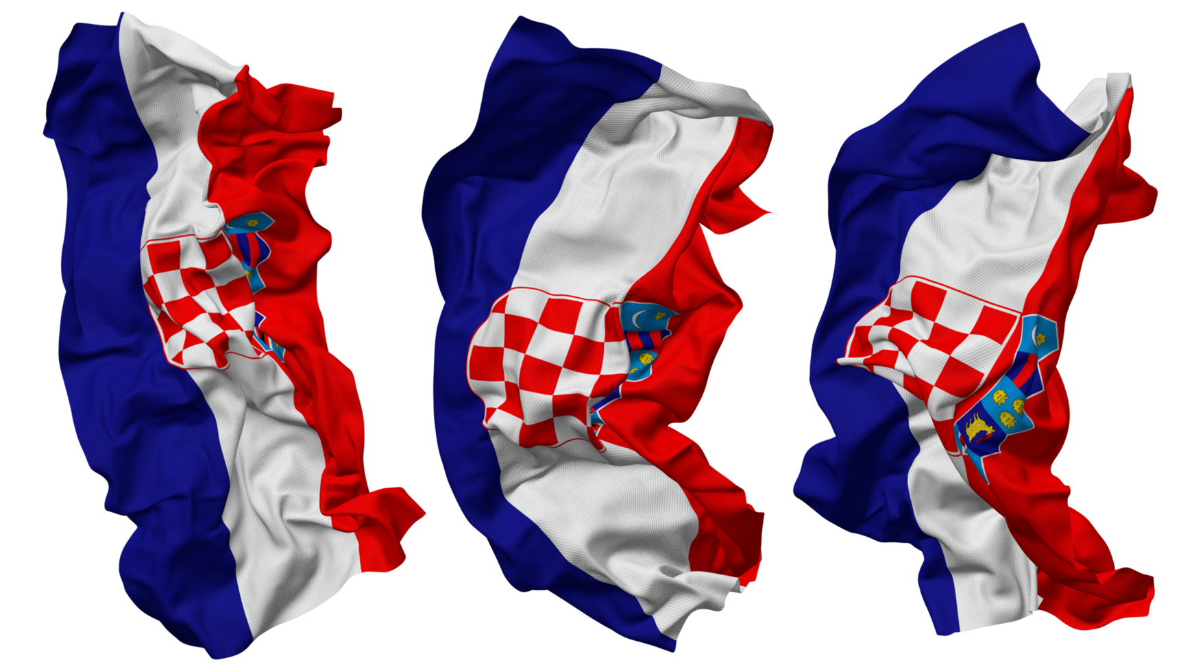 kroatien flagga vågor isolerat i annorlunda stilar med stöta textur, 3d tolkning png