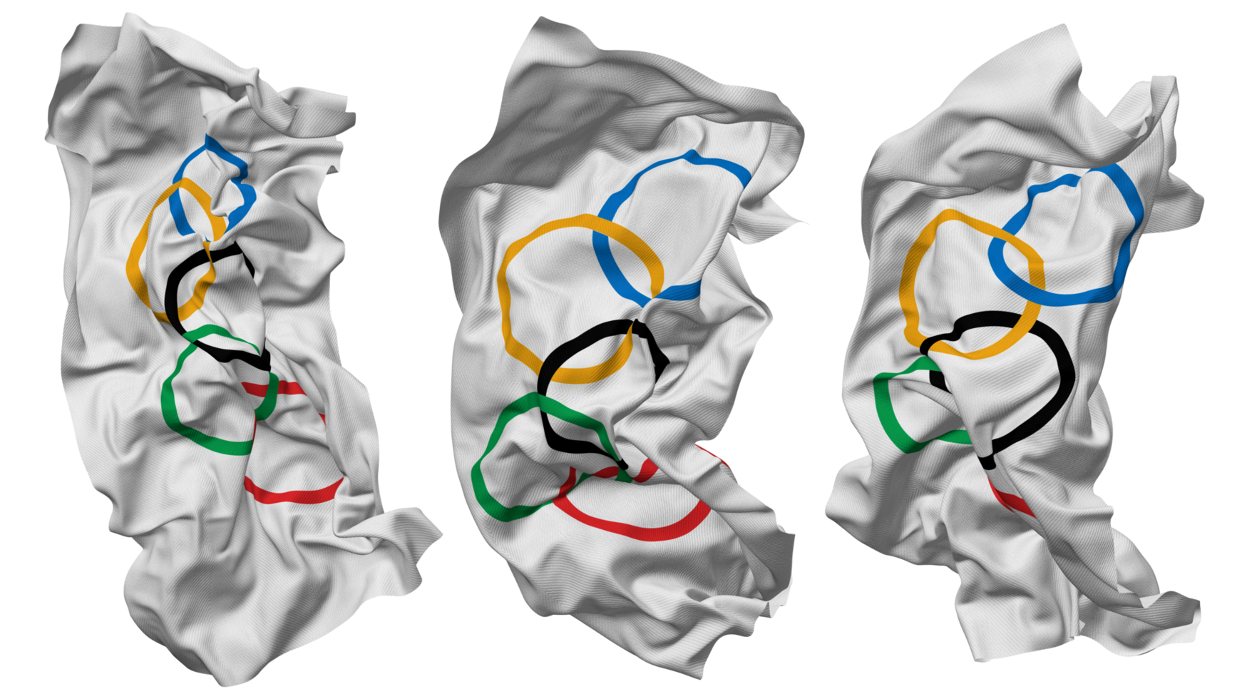 olympique drapeau vagues isolé dans différent modes avec bosse texture, 3d le rendu png