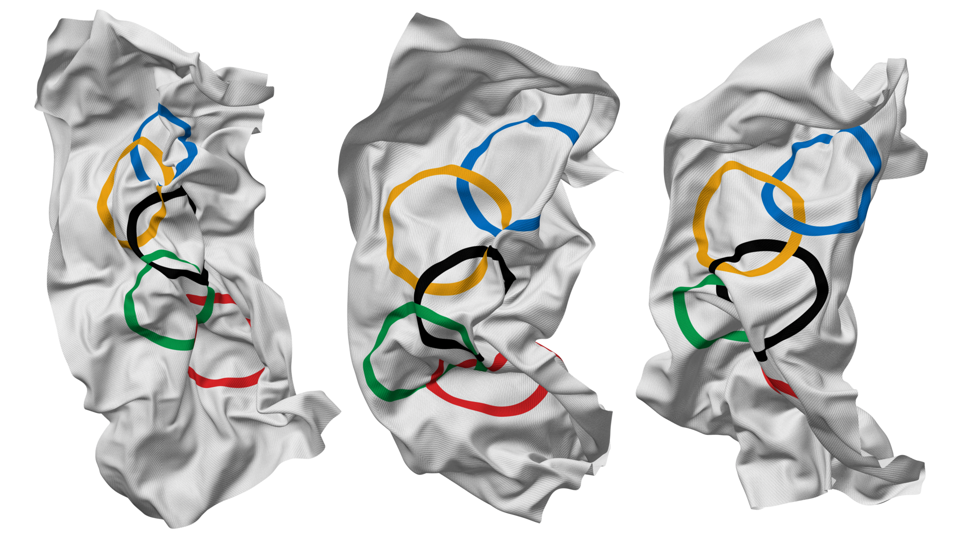 Olympic Flag Waves Isolated in Different Styles with Bump Texture, 3D