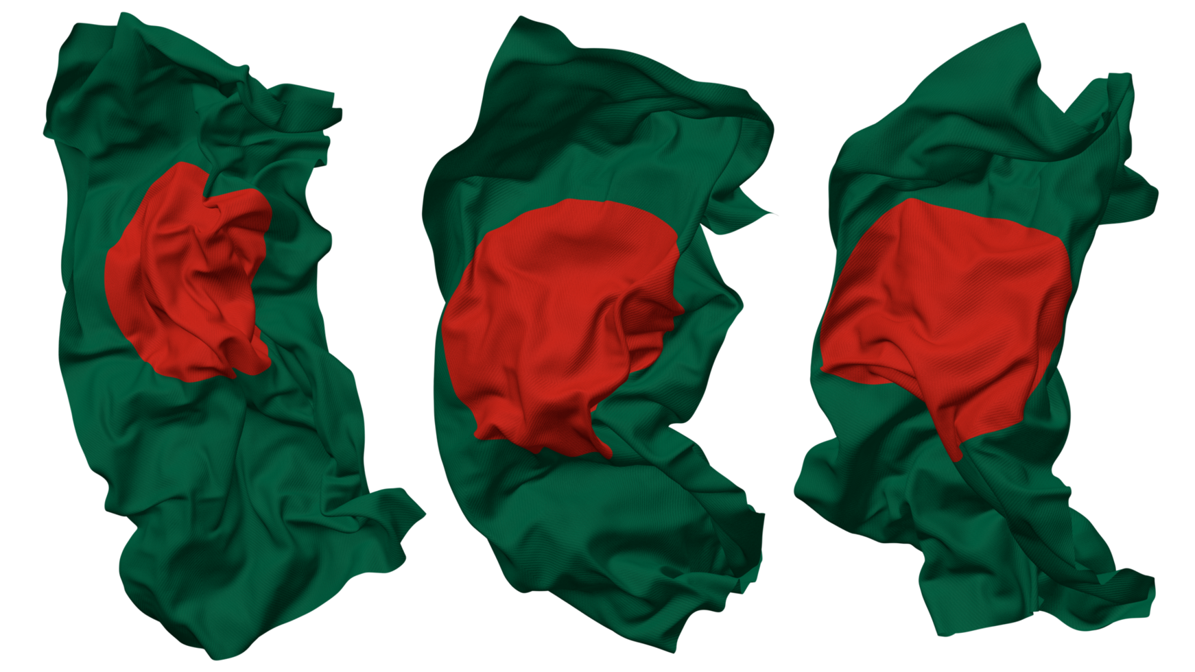 Bangladesch Flagge Wellen isoliert im anders Stile mit stoßen Textur, 3d Rendern png