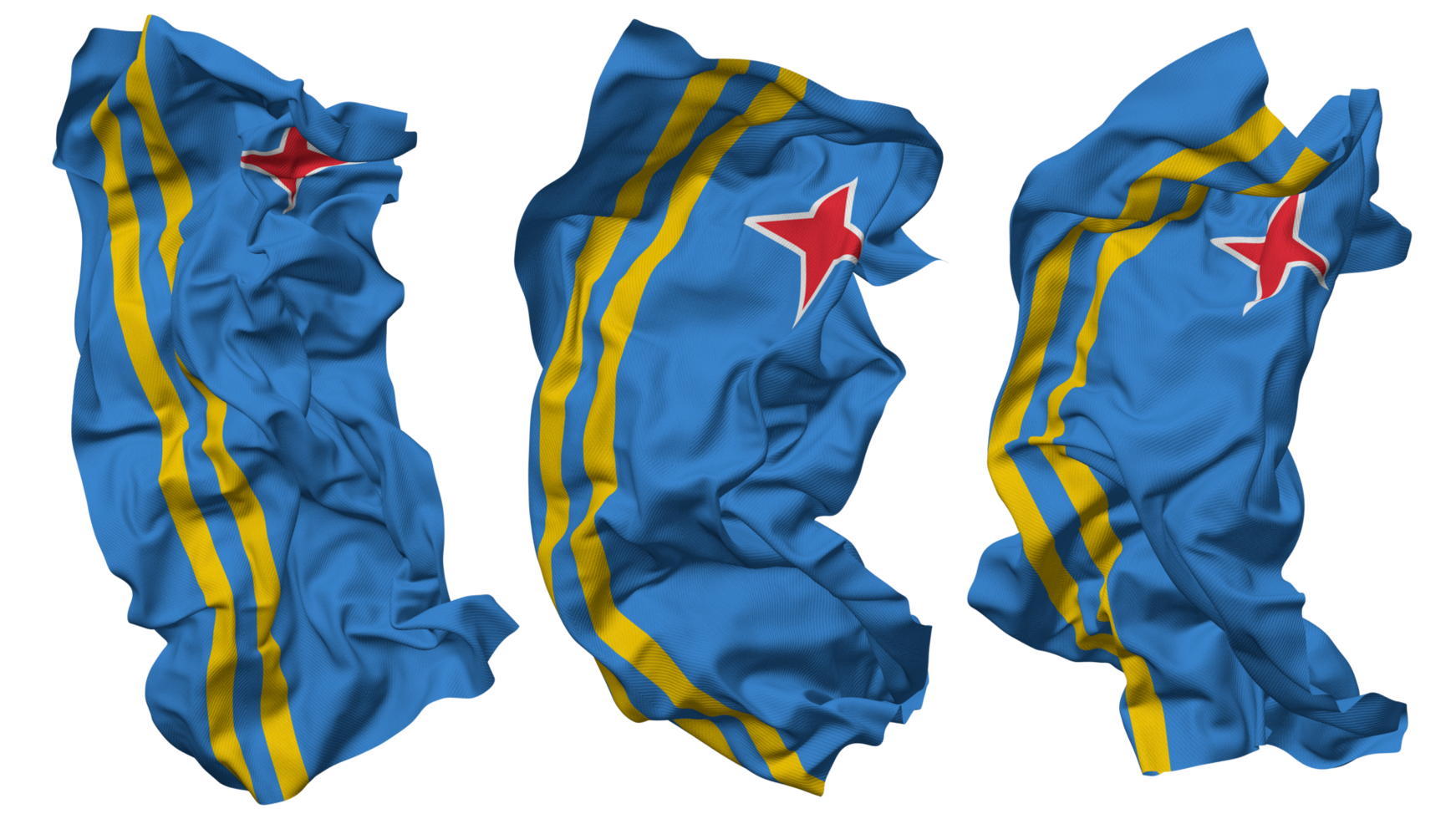 aruba flagga vågor isolerat i annorlunda stilar med stöta textur, 3d tolkning png