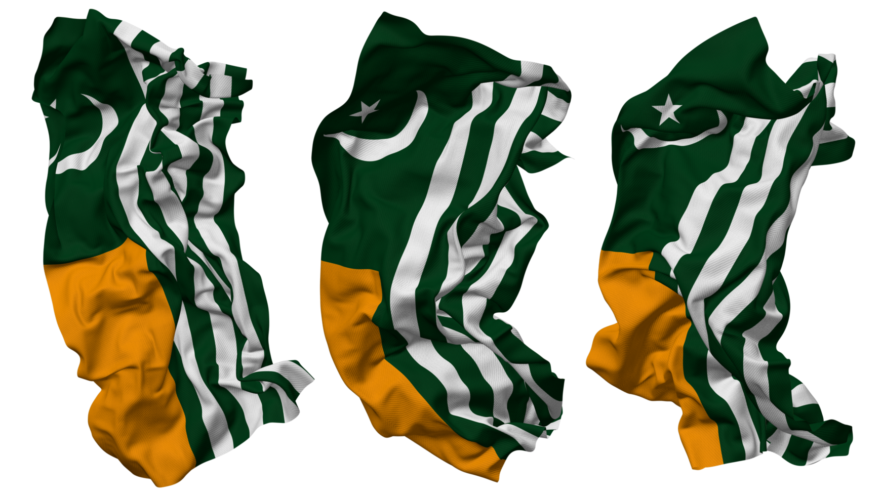 Azad Kashmir Flag Waves Isolated in Different Styles with Bump Texture, 3D Rendering png