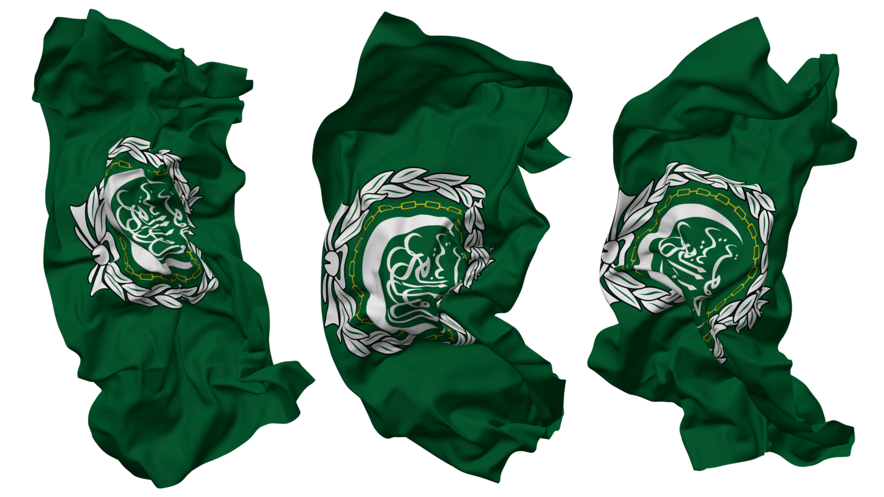 Arab League Flag Waves Isolated in Different Styles with Bump Texture, 3D Rendering png